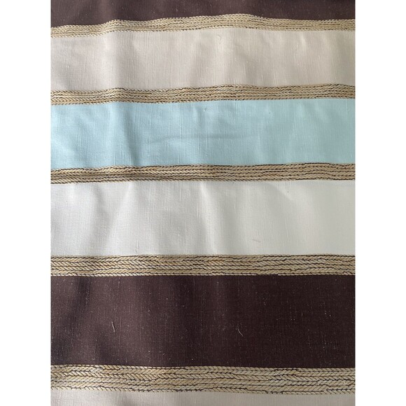 Upholstery Fabric 12 Yards Vertical Stripes Maroon Cream Blue Silky Texture NEW - Picture 15 of 16